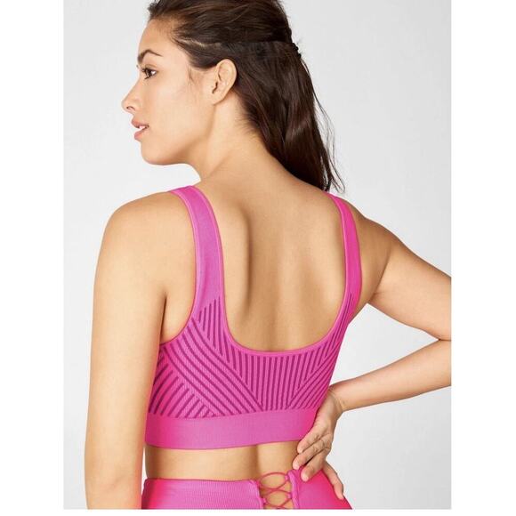 FABLETICS SPORT BRA SEAMLESS HOT PINK REVERSIBLE SZ S GYM PILATES ATHLEISURE - Picture 3 of 16